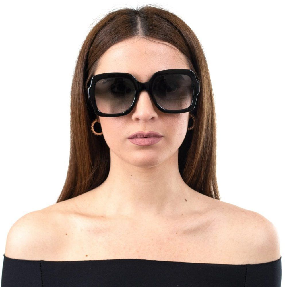 NEW Gucci GG1337S 002 Shiny Black Gradient Gray Polarized Square Women Sunglasse - Picture 5 of 13